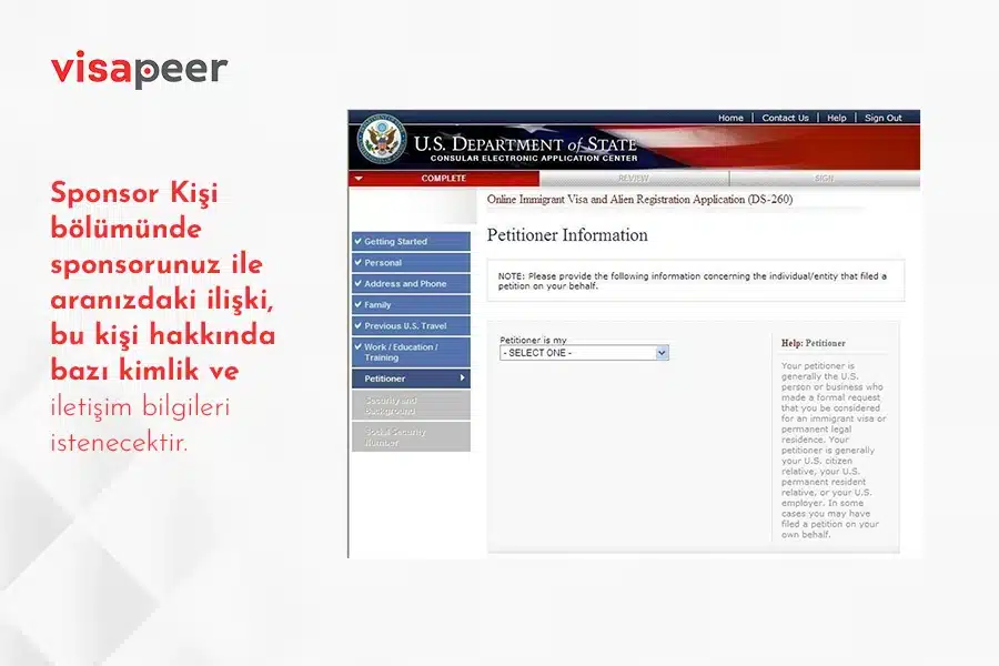 Green Card sponsoru DS260 formu